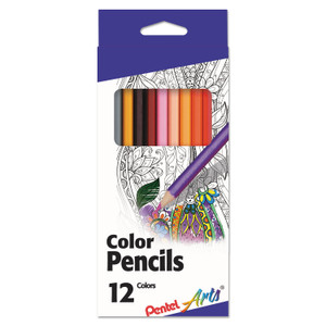 Pentel Arts Color Pencils, 1.98 mm, H (#3), Assorted Lead and Barrel Colors, Dozen