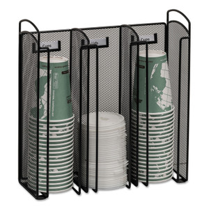 Safco Onyx Breakroom Organizers, 3 Compartments, 12.75 x 4.5 x 13.25, Steel Mesh, Black