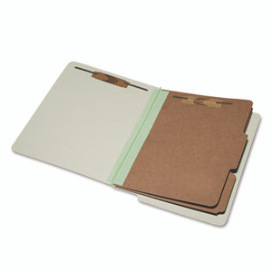 AbilityOne 7530015907103 SKILCRAFT End Tab Classification Folders, 2" Expansion, 2 Dividers, 6 Fasteners, Letter Size, Light Green,10/BX