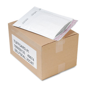 Sealed Air Jiffy TuffGard Self-Seal Cushioned Mailer,#1, Barrier Bubble Air Cell Cushion, Self-Adhesive Closure, 7.25 x 12, White, 25/CT (SEL49674) View Product Image