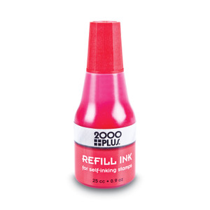 COSCO 2000PLUS Self-Inking Refill Ink, 0.9 oz. Bottle, Red (COS032960) View Product Image