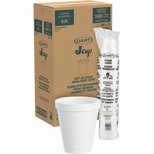 Dart J Cup 6 oz Insulated Foam Cups - 6 fl oz - White - Foam - Soft Drink, Cold Drink, Hot Drink - 25/Pack