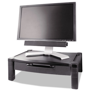 Kantek Wide Deluxe Two-Level Monitor Stand with Drawer, 20" x 13.25" x 3" to 6.5", Black, Supports 50 lbs (KTKMS520) View Product Image