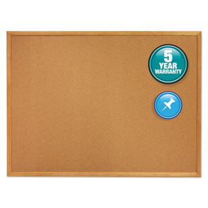 Quartet Classic Series Cork Bulletin Board, 36 x 24, Natural Surface, Oak Fiberboard Frame (QRT303) View Product Image