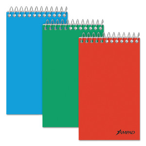 Ampad Memo Pads, Narrow Rule, Assorted Cover Colors, 60 White 3 x 5 Sheets, 3/Pack