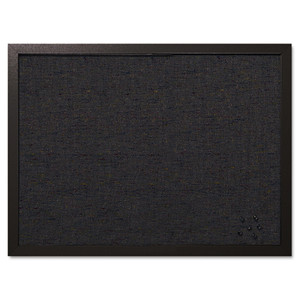 MasterVision Designer Fabric Bulletin Board, 24" x 18", Black Surface, Black Fiberboard (MDF) Frame