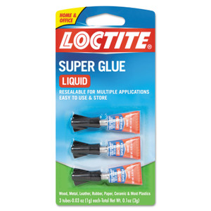 Loctite Super Glue, 0.11 oz, Dries Clear, 3/Pack (LOC1710908) View Product Image