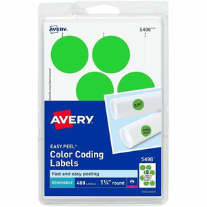 Avery 1-1/4" Color-Coding Labels - 1 1/4" Diameter - Removable Adhesive - Round - Laser - Neon Green