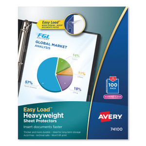 Avery Top-Load Poly Sheet Protectors, Heavy Gauge, Letter, Diamond Clear, 100/Box (AVE74100) View Product Image