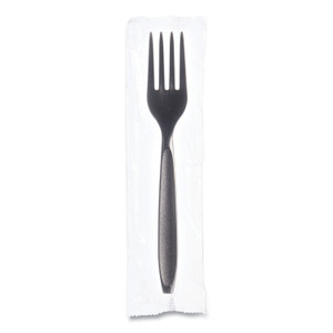 SOLO Reliance Mediumweight Cutlery, Fork, Plastic, Black, 1,000/Carton