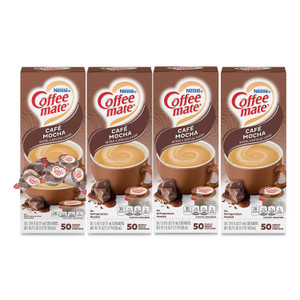 Coffee mate Liquid Coffee Creamer, Cafe Mocha, 0.38 oz Mini Cups, 50/Box, 4 Boxes/Carton