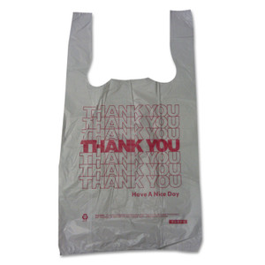 Barnes Paper Company Thank You High-Density Shopping Bags, 10" x 19", White, 2,000/Carton (BPC10519THYOU) View Product Image