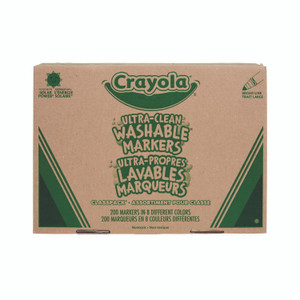 Crayola Ultra-Clean Washable Marker Classpack, Broad Bullet Tip, 8 Assorted Colors, 200/Box
