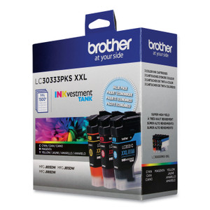 Brother LC30333PKS INKvestment Super High-Yield Ink, 1,500 Page-Yield, Cyan/Magenta/Yellow (BRTLC30333PKS) View Product Image