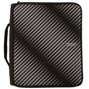 Five Star Zipper Binder, 3 Rings, 2" Capacity, 11 x 8.5, Black/Gray Zebra Print Design