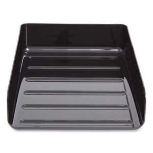 TRU RED Front-Load Stackable Plastic Document Tray, 1 Section, Letter-Size, 9.81 x 12.56 x 3.01, Black, 2/Pack