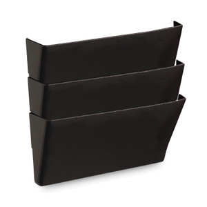 Universal Wall File Pockets, 3 Sections, Letter Size,13" x 4.13" x 14.5", Black, 3/Pack (UNV08121) View Product Image
