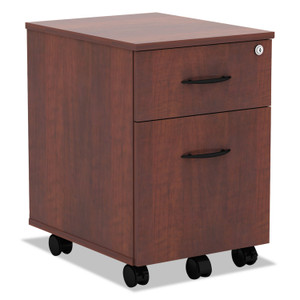 Alera Valencia Series Mobile Pedestal, Left/Right, 2-Drawers: Box/File, Legal/Letter, Medium Cherry, 15.88" x 19.13" x 22.88" (ALEVABFMC) View Product Image