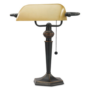 Alera Traditional Banker's Lamp, 10w x 13.38d x 16h, Antique Bronze
