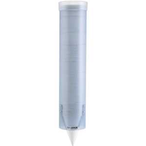 San Jamar Pull Type Water Cup Dispenser - 16" Tube - Pull Dispensing - Wall Mountable - Frosted Blue, Transparent - Plastic