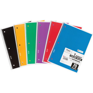 Mead Notebooks, Spiral, 1-Subject, 70 Sht, 8"x10-1/2", 12/BD, AST (MEA05512BD) View Product Image