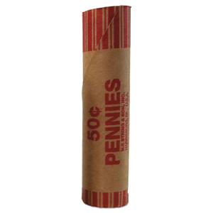 Iconex Preformed Tubular Coin Wrappers, Pennies, $0.50, 1,000 Wrappers/Box