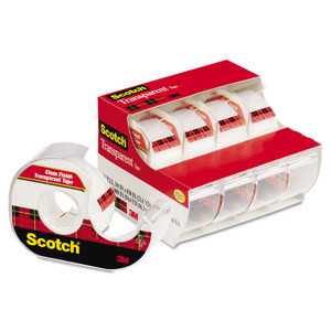 Scotch Transparent Tape In Handheld Dispenser, 1" Core, 0.75" x 70.83 ft, Transparent, 4/Pack (MMM4184) View Product Image