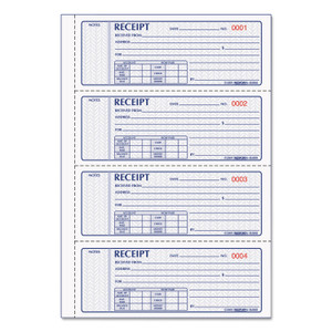Rediform Money Receipt Book, FormGuard Cover, Three-Part Carbonless, 7 x 2.75, 4 Forms/Sheet, 100 Forms Total