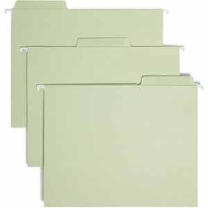 Smead FasTab 1/3 Tab Cut Letter Recycled Hanging Folder - 8 1/2" x 11" - Top Tab Location - Assorted Tab Position - 2 Plys - Moss
