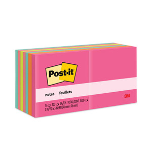 Post-it Notes Original Pads in Poptimistic Colors, Value Pack, 3" x 3", 100 Sheets/Pad, 14 Pads/Pack (MMM65414AN) View Product Image