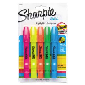 Sharpie Gel Highlighters, Assorted Ink Colors, Bullet Tip, Assorted Barrel Colors, 5/Set