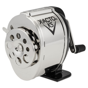 X-ACTO KS Manual Classroom Pencil Sharpener, Table/Wall-Mount Design, Manually-Powered, 2.75 x 4.75 x 4.25, Black/Nickel (EPI1031LMR) View Product Image