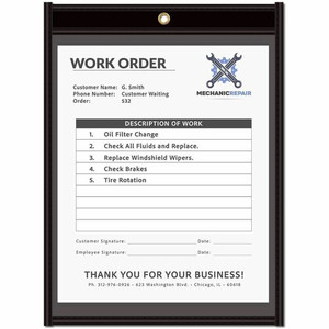 C-Line Vinyl File Pocket - 9" x 12" - Pressboard, Vinyl, Metal - Clear, Black - Reinforced, Heavy Duty
