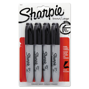 Sharpie Chisel Tip Permanent Marker, Medium Chisel Tip, Black, 4/Pack (SAN38264PP) View Product Image