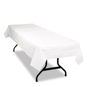 Tablemate Table Set Poly Tissue Table Cover, 54" x 108", White, 6/Pack