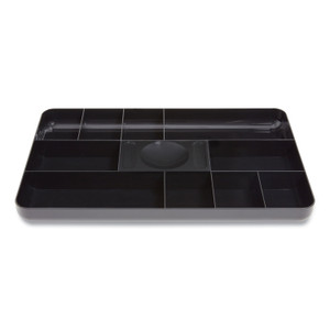 TRU RED Shallow Plastic Drawer Organizer, 13 Compartments, 9.11 x 14.11 x 1.24, Black