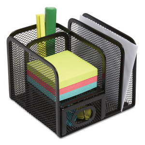 TRU RED Five Compartment Wire Mesh Accessory Holder, 5.9 x 6.29 x 5.11, Black View Product Image