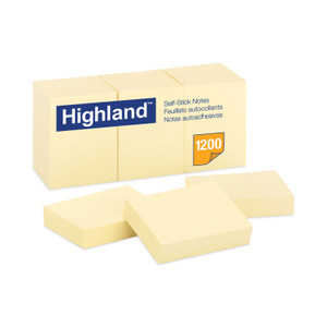 Highland Self-Stick Notes, 1.38" x 1.88", Yellow, 100 Sheets/Pad, 12 Pads/Pack (MMM6539YW) View Product Image
