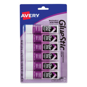 Avery Permanent Glue Stic Value Pack, 0.26 oz, Applies Purple, Dries Clear, 6/Pack (AVE98096) View Product Image