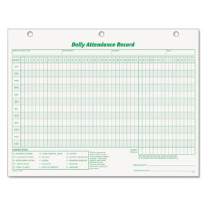 TOPS Daily Attendance Card, One-Part (No Copies), 11 x 8.5, 50 Forms Total
