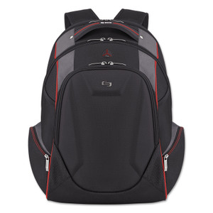 Solo Launch Laptop Backpack, Fits Devices Up to 17.3", Polyester, 12.5 x 8 x 19.5, Black/Gray/Red