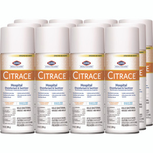 Clorox Healthcare Citrace Hospital Disinfectant and Sanitizer, Citrus, 14 oz Aerosol Spray, 12/Carton
