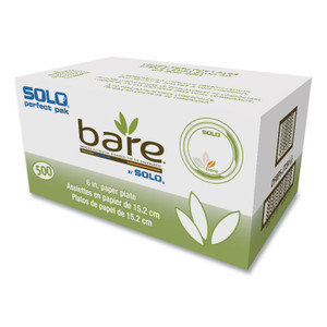 SOLO Bare Eco-Forward Paper Dinnerware Perfect Pak, ProPlanet Seal, Plate, 6" dia, Green/Tan, 125/Pack, 4 Packs/Carton (SCCOFMP6J7234) View Product Image