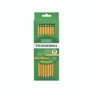Ticonderoga Pre-Sharpened Pencil, HB (#2), Black Lead, Yellow Barrel, 30/Pack