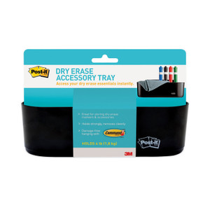 Post-it Dry Erase Accessory Tray, 8.5" x 3" x 5.25", Black