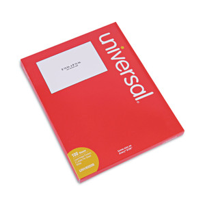 Universal White Labels, Inkjet/Laser Printers, 5.5 x 8.5, White, 2/Sheet, 100 Sheets/Pack
