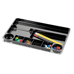 Officemate Recycled Plastic Desk Drawer Organizer, Nine Compartments, 14 x 9 x 1.13, Black (OIC26032) View Product Image