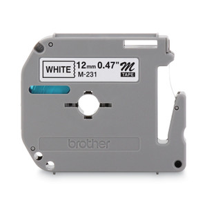 Brother P-Touch M Series Tape Cartridge for P-Touch Labelers, 0.47" x 26.2 ft, Black on White (BRTM231) View Product Image