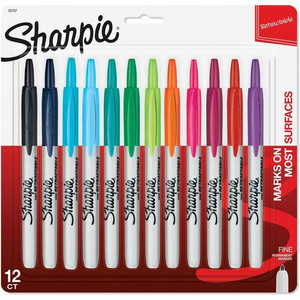 Sharpie Retractable Fine Point Permanent Marker - Fine Marker Point - Retractable - Aqua, Berry, Black, Blue, Green, Lime, Navy, Orange, Plum, Purple, Red, ... Ink
