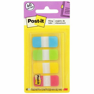 Post-it Easy Dispenser Tabs - 40 Tab(s) - 0.63" Tab Width - Self-adhesive - Yellow, Red, Green, Blue Tab(s)